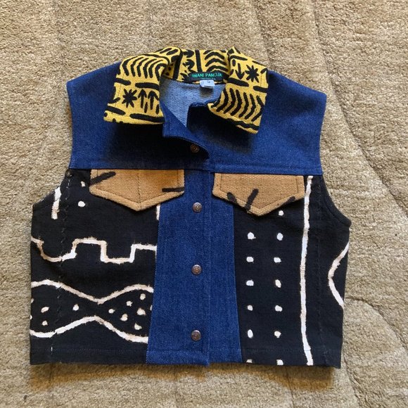 NWOT - Denim And Mudcloth Unisex Vest - Picture 1 of 4